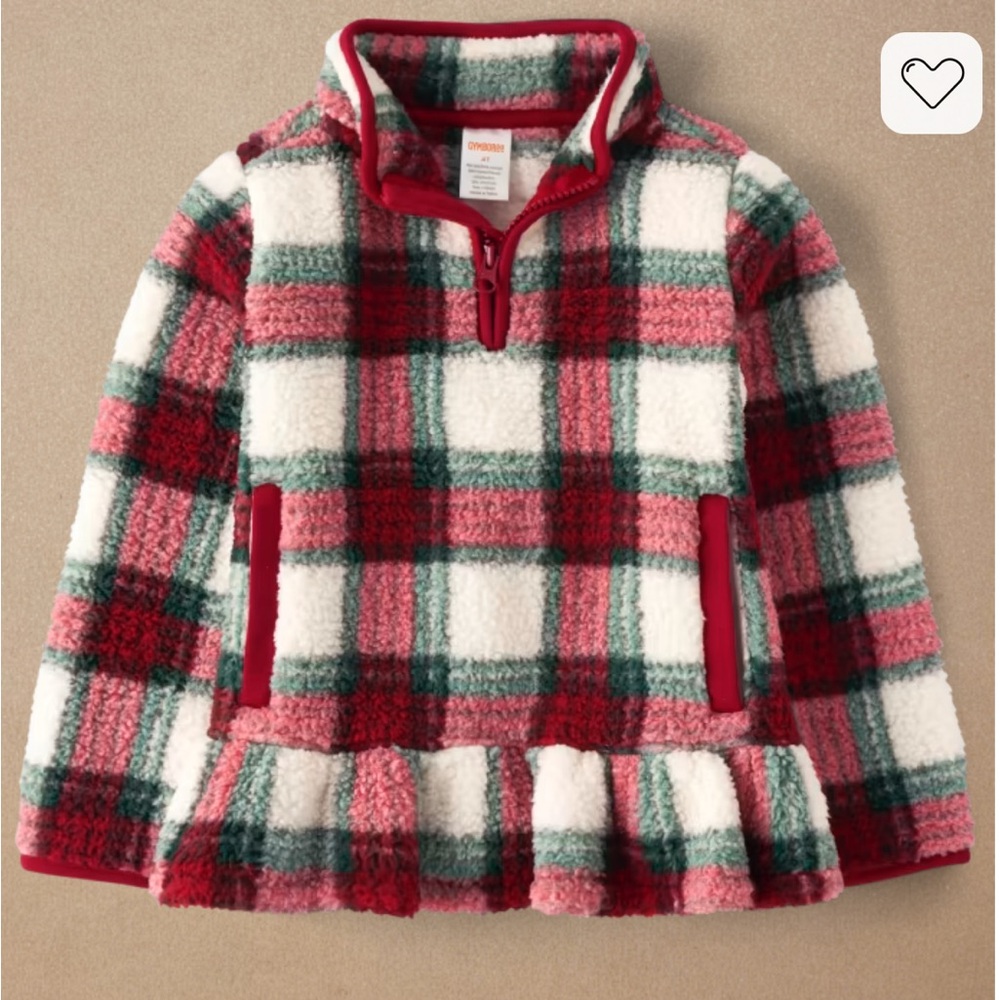 Gymboree Plaid Fleece Pullover - Red, Green, White size 6
